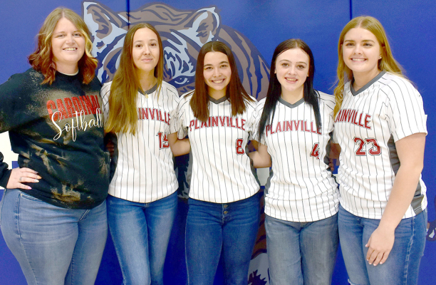 THE 2024 ROCO SOFTBALL TEAM players from Stockton included, from left: Coach Lindsay Brown, Sophia Antonini, Bodye Stithem, Jaylee Dunning and Brin Muir. (Photo Courtesy of Bobbi Basart)