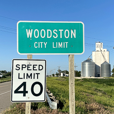 woodston city limit sign