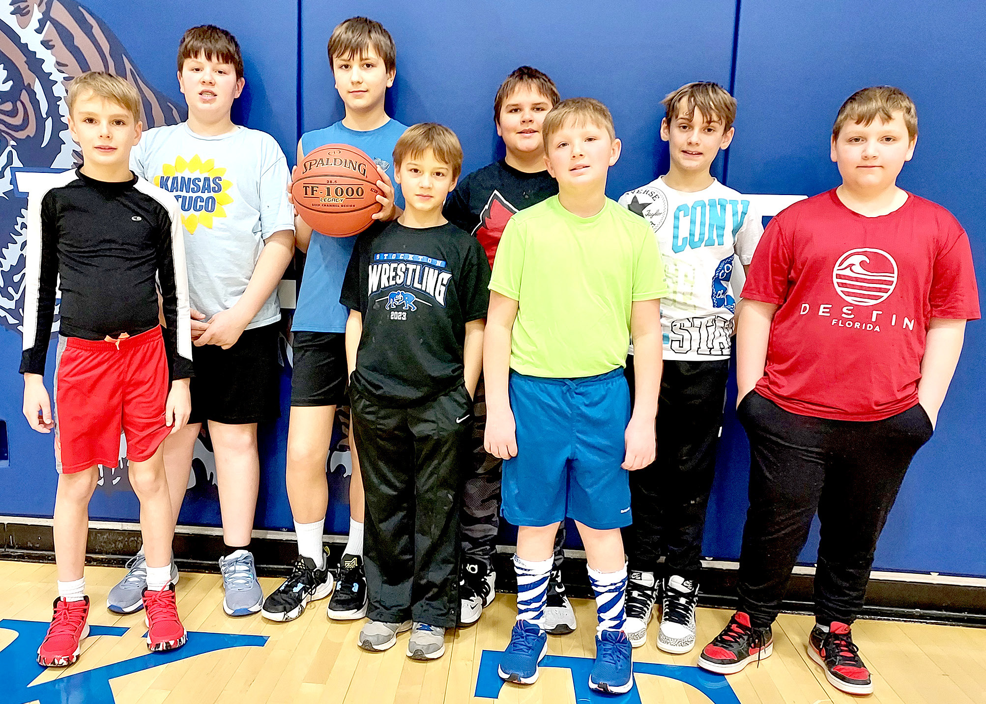 PARTICIPATING in the St. Thomas Knights of Columbus Free Throw Contest on Sunday, January 28th, were (from left) Henry Berkley, Garrison Mongeau, Kolt Kuhlmann, Jake Cockrell, Judsten Cockrell, Grayson Mongeau, Lane Muir, and Jack Morgan.