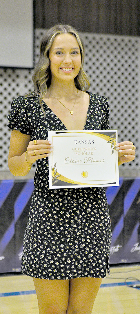 SENIOR CLAIRE PLUMER was the recipient of the Kansas Governor’s Scholar award at the SHS Awards Banquet held on Wednesday, May 1st.