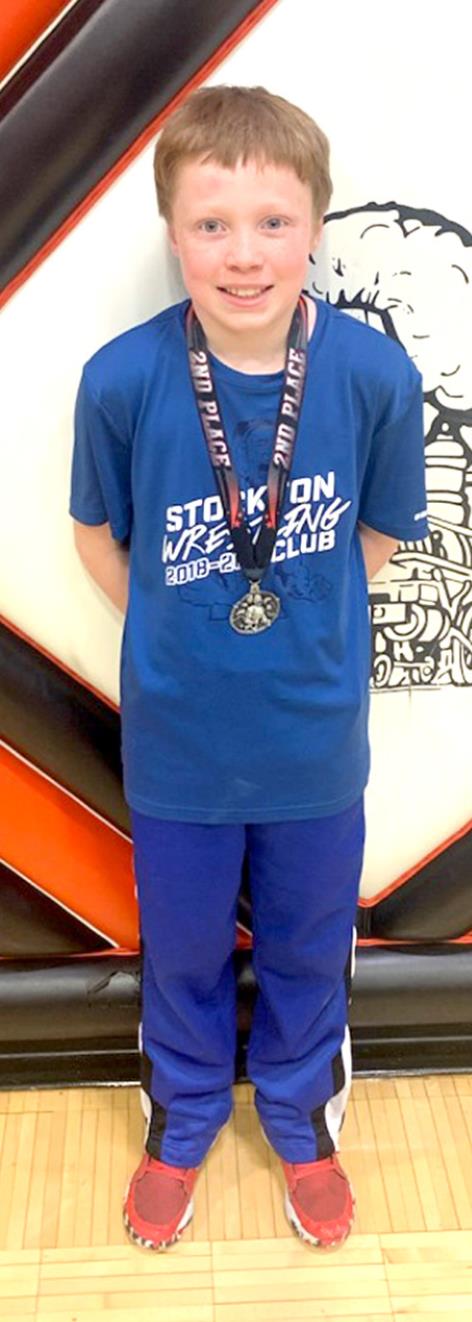 ZEKE BALTHAZOR, wrestling in the 10 &amp; Under 79 lb. division at the Ellis Open, took second place Saturday, January 16th.