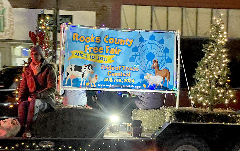 Rooks County Free Fair’s float in the parade at Stockton’s Olde Tyme Christmas
