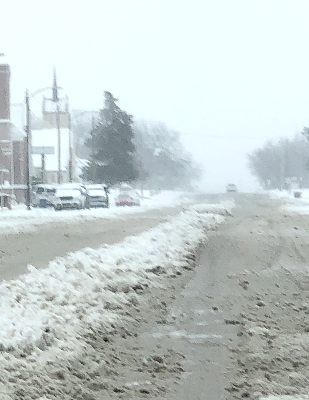 THIS PICTURE shows the first round of snow received on Monday, Jan. 8, looking east on Main Street.