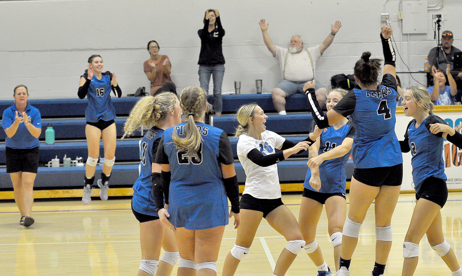 Jubilation all around after defeating Russell at the Stockton Volleyball Triangular on Sept. 12