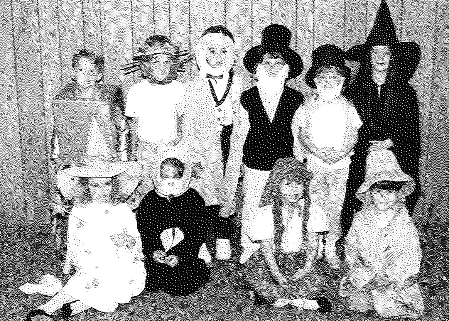 THE PRECIOUS KIDS PRESCHOOL (five year olds) who attended the two-day a week school in 1991 included (front row): Brett Schlaegel, Miranda Hollern, Ashley Van Eaton, Amber Kollman; (back row) Justin Nelson, Tyler Nelson, Ty Brown, Danielle Beuogher, Mandy Shephard, and Megan Lingg. They were all dressed up for their program at the Congregational Church.