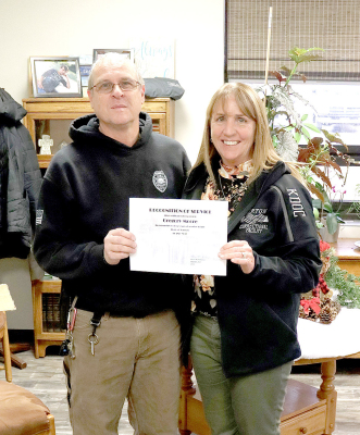 NORTON CORRECTIONAL FACILITY Warden Hazel Peterson recently recognized CO2/KCI Gregg Moore of Stockton for his fifteen years of dedicated service to the State of Kansas. Moore has worked at both the Stockton and Norton facilities during that time.