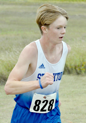 CAMERON LINDSEY, a Tiger sophomore, is pictured competing at the cross country meet hosted by Stockton on Sept. 10.