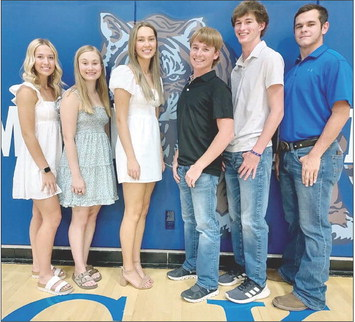 THE 2023 STOCKTON HIGH SCHOOL HOMECOMING QUEEN AND KING will be crowned before the home football game on Friday night at Tiger Stadium. Candidates are (from left) Claire Plumer, Katelynn Post, Breckyn Williams, Hayden Hilbrink, Max Moffet, and Preston Chandler.