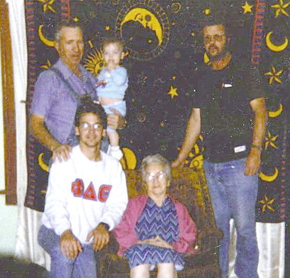 THIS FIVE-GENERATION PICTURE of the Walker family was taken 29 years ago at Christmas time. Pictured are (front row) Kenneth (Ken), Helen Dora; (back row) Leo holding Brennan, and Jim Walker.