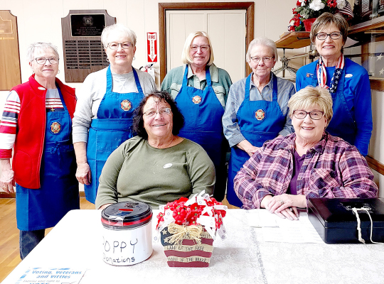 ON HAND TO SERVE THE PUBLIC a variety of soups and desserts on Election Day, November 8th, were the VFW Auxiliary Ladies. Pictured are (front row): Ruth Ann Bigge, Patti Sterling; (back row) Linda Colburn, Carol Serefko Linda McLaughlin, Barb Record and Deb Niermeier.