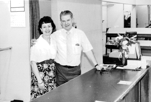 AFTER OWNING AND OPERATING a successful clothing business in Stockton for over 31 years, Maxine and Ken Bates posed for one final picture in their store on Main Street before closing the doors for good in April 1989.