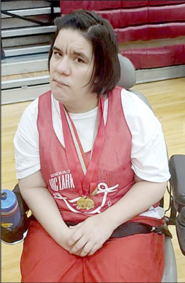 STOCKTON’S Sydney Axelson, a member of the Solomon Valley ARC Larks team, participated in the West Regional Basketball Tournament in Plainville Feb. 15th. Axelson received gold medals in Individual Skills and Speed Dribble.