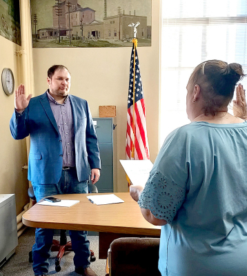 JAKE PROCKISH was sworn in as the Rooks County Commissioner for District #1 on Tuesday, November 21st by clerk Laura Montgomery.