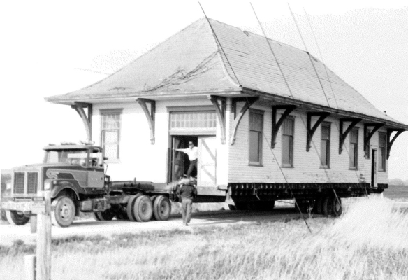 APRIL 23RD AND 24TH were important days in the life of the old depot that resided for many years in Penokee. During those two days in 1994, the depot made a nearly 70-mile trip from Penokee to Ellis. Bigge’s Truck Service of Stockton did the actual relocation of the building.