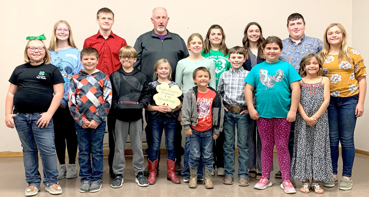 ROOKS COUNTY 4-HERS attending the Rooks County 4-H Achievement Banquet held on November 7 were, from left: Olivia Luna, Alessa Dinkel, Brody Axelson, Luke Voss, Brody Odle, Chris Kriley, Emery Peterson, Mia Odle, Tase Brown, Rivver Long, Eli Atkisson, Bodye Stithem, Emilee Brown, Ryan Mongeau, Bryan Stithem and Blayke Stithem.