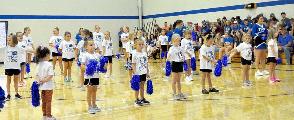 THE LITTLE GIRLS CHEER CAMP group performed an entertaining routine for the large crowd of Tiger fans on hand at the Back-To-School Bash on August 19. The event was hosted by Tiger Nation.