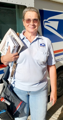 KIM FRENCH’S LAST DAY as Stockton’s mail carrier was Wednesday, May 31st, after 29 1/2 years of service. It is the end of an era since her father and grandfather were also mail carriers. Postmaster Doug Howell stated, “Kim will truly be missed and we wish her the best of luck on her retirement.” (Courtesy Photo)