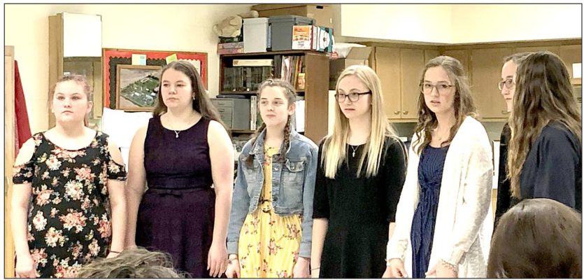 EIGHTH-GRADE GIRLS Brook Kolar, Cheyene Carlson, Ashlyn Wallace, Katy Post, Claire Plumer, Ruthie Voss and Jayden Palmer performed at the MCEL Music Festival in Norton on Wednesday, February 26th.