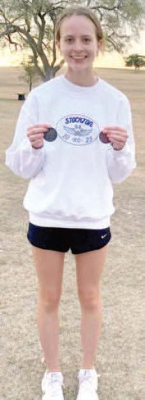 Cheyenne Hoeting medals at Downs — Courtesy Photo